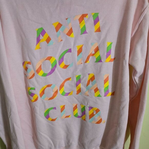 Anti Social Social Club Pink Rainbow Graphic Hoodie Size S - Picture 4 of 5